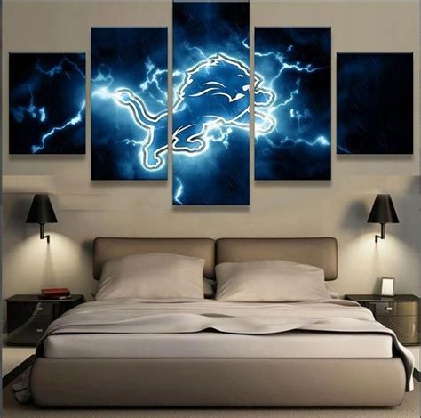 Detroit Lions Sports Sport – 5 Panel Canvas Art Wall Decor – Canvas Storm