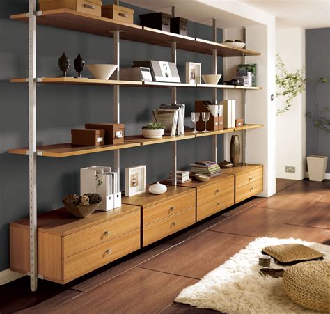 Elite Modular Oak Storage System | Shelving units living room, Living ...