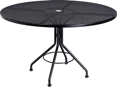 Woodard Wrought Iron Mesh 48'' Round Dining Table with Umbrella Hole | WR280137