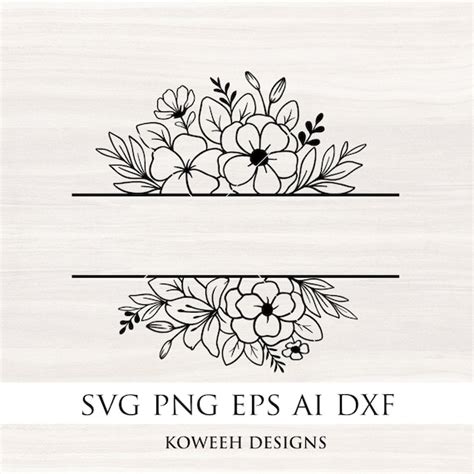 split name frame svg split flower monogram svg floral monogram wedding ...