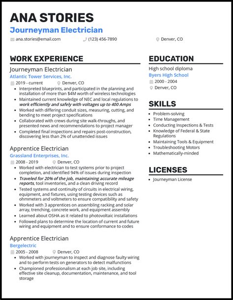 3 Journeyman Electrician Resume Examples for 2023