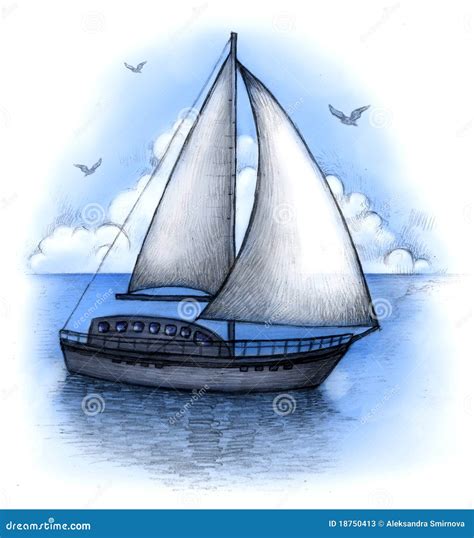 Illustration Of Sailing Boat Stock Photos - Image: 18750413