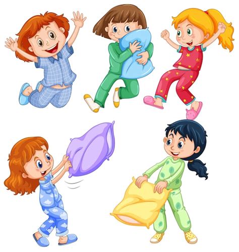 Pajama Party Kids Clip Art Set | ubicaciondepersonas.cdmx.gob.mx