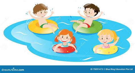 Two Kids In Swimming Pool Royalty-Free Illustration | CartoonDealer.com ...