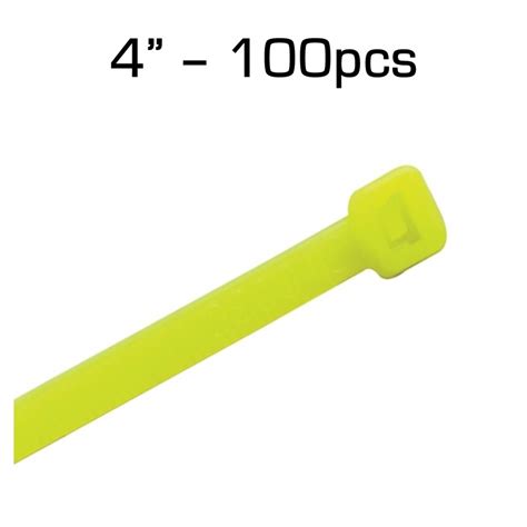 4" Zip Tie, Fluorescent Yellow, 100 pack - Robosource.net