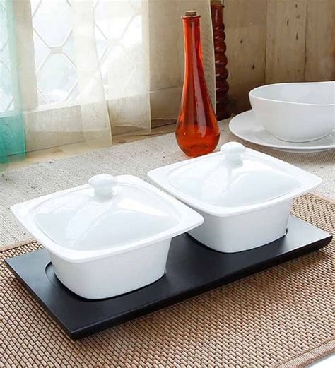 Symphony White PorcelainTwo Serving Bowls With Lid by Symphony Online - Serving Bowls - Kitchen ...