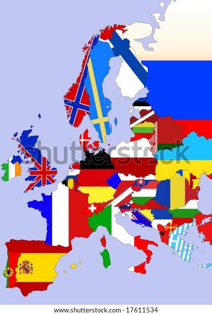Color Illustration Europe Map Flags Countries Stock Illustration 17611534 | Shutterstock