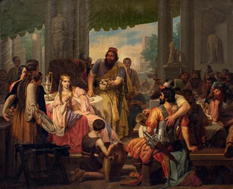 19th Century The Banquet of Alboino Romantic Painting Oil on Canvas at ...