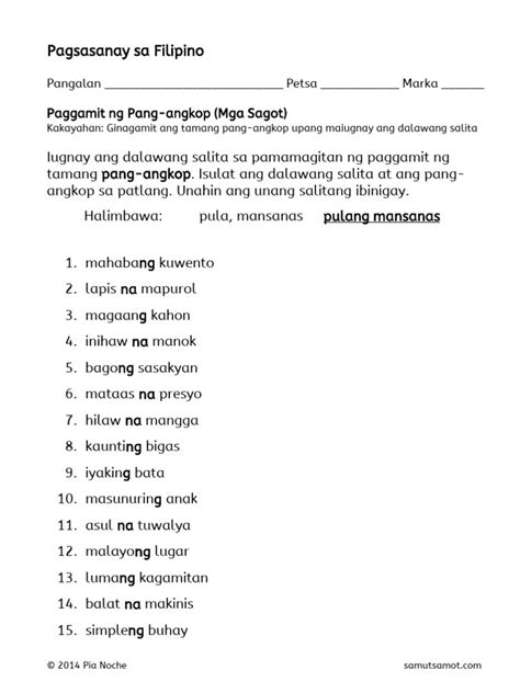 Pagsusulit Sa Filipino Pang Angkop - angkop apela