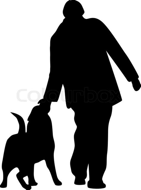 Man and dog silhouette vector | Stock vector | Colourbox