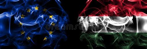 Flags of EU, European Union Vs Hungary, Hungarian Stock Photo - Image ...