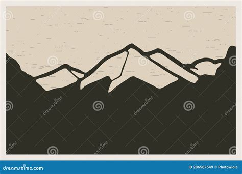 Minimalist Printable Illustration. Mountain Landscape Stock Illustration - Illustration of ...