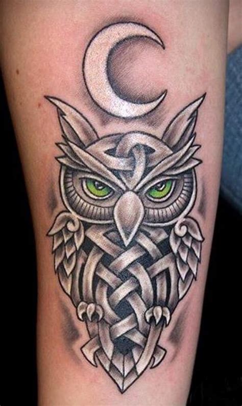 12+ Adorable Owl and Moon Tattoo Ideas | PetPress | Cute owl tattoo, Celtic owl tattoo, Moon ...