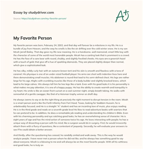 My Favorite Person - Free Essay Example | StudyDriver.com