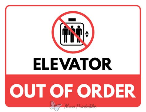 Printable Elevator Out of Order Sign