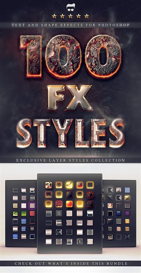 100 Layer Styles Bundle - Text Effects Set in 2023 | Photoshop text ...