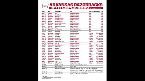 Razorbacks Release 2019-20 Basketball Schedule | 5newsonline.com