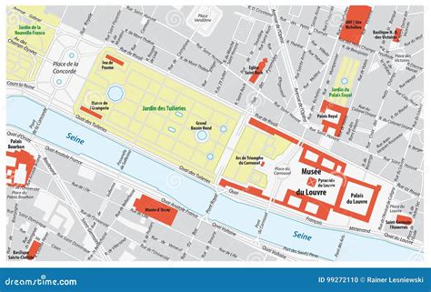 surroundings map of the louvre museum in paris, france Coloso