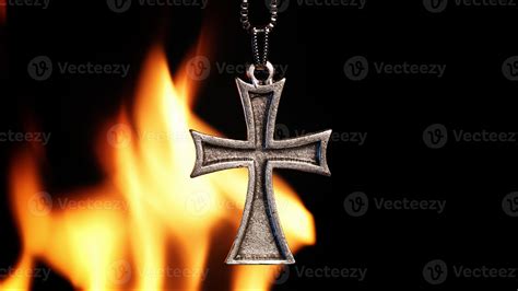 Christian Symbol Cross on Fire 14261385 Stock Photo at Vecteezy