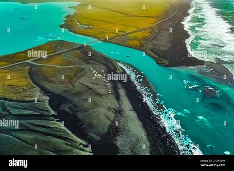 Aerial view of Diamond Beach Iceland Europe Stock Photo - Alamy
