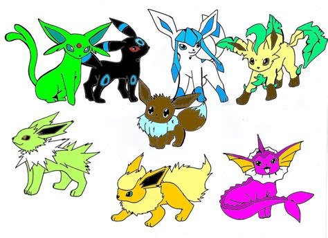 All Eevee evolutions (shiny) by SakuraAlexia on DeviantArt