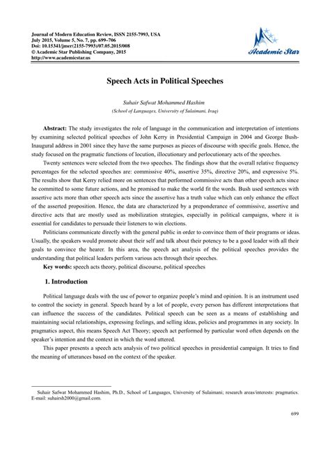 (PDF) Speech Acts in Political Speeches