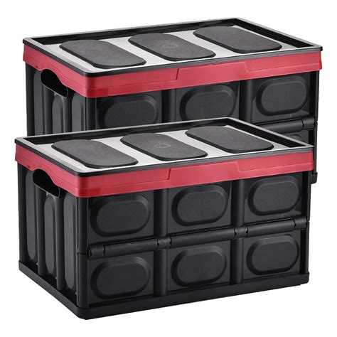 Buy Yorbay 2 Pack Collapsible Storage Box 55L Crate with Lid and Handle ...