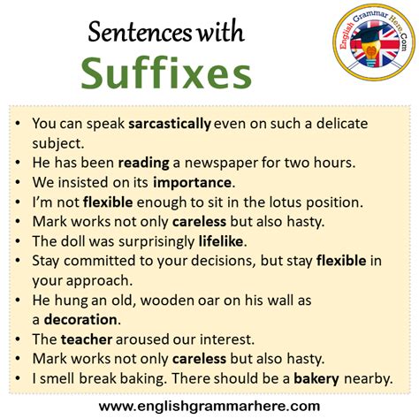 Sentences with Suffixes, Suffixes in a Sentence in English, Sentences For Suffixes - English ...