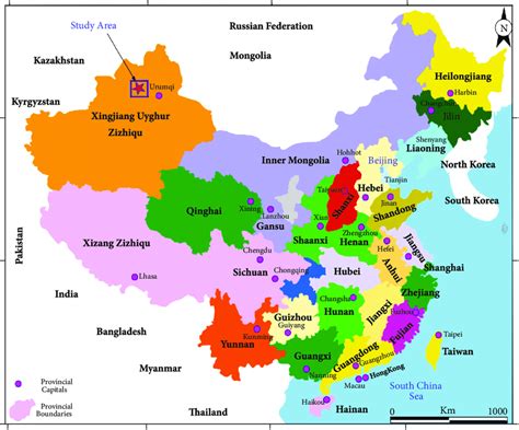 Location map of People Republic of China with provincial and ...