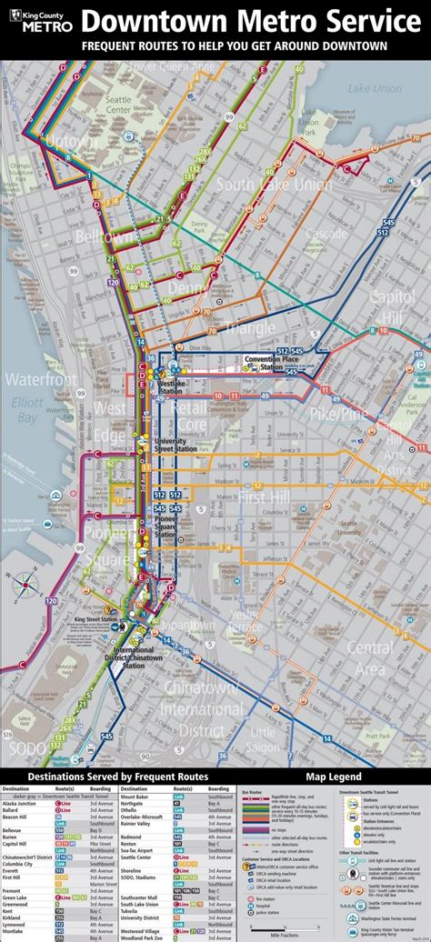 Seattle downtown metro public transport map | Downtown seattle, Bus route map, Route map