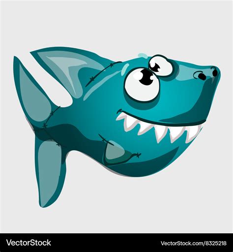 Cute toothy blue fish shark with big eyes Vector Image