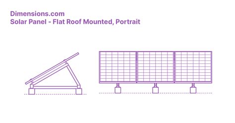 Solar Panel - Flat Roof Mounted, Portrait Dimensions & Drawings ...