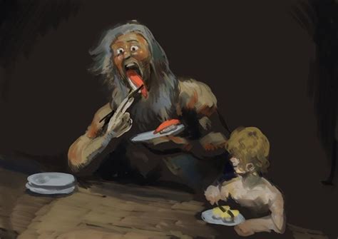 Chronos eating sushi with his son by 茶んた | Saturn Devouring His Son | Know Your Meme