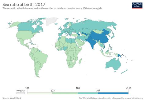 How does the sex ratio at birth vary across the world? - Our World in Data