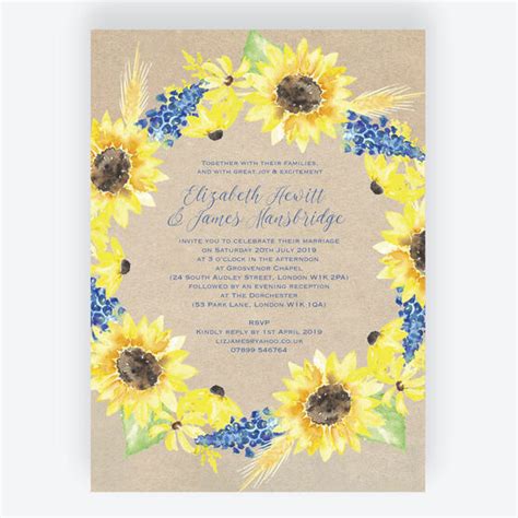 Rustic Sunflower Wedding Invitation from £1.00 each