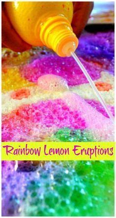 Science Experiments for Kids: Rainbow Lemon Eruptions Salt Tray | Science experiments kids, Fun ...