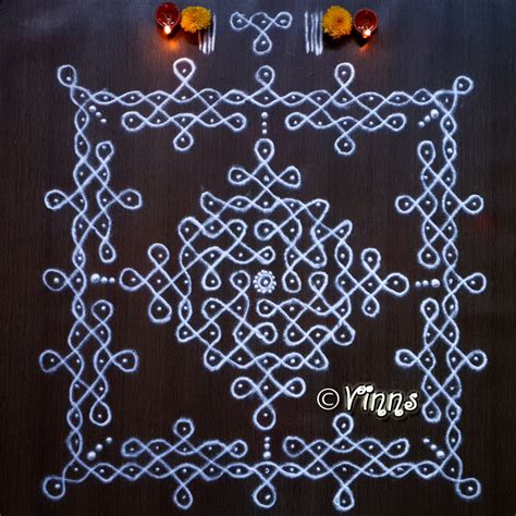 11 Dot Sikku Kolam || simple daily kolams | Vinns Kolam