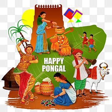 Pongal Celebration PNG Image, Pongal Village Celebrations Illustraion ...