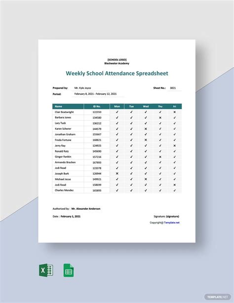 Weekly Attendance Sheet Template Excel