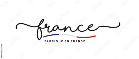 Made in France logo French language handwritten calligraphic lettering sticker flag ribbon ...