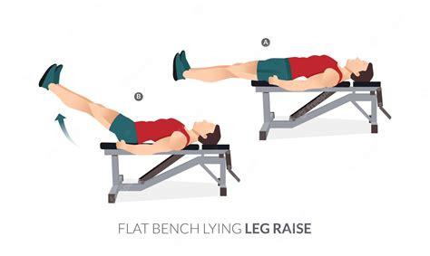 Premium Vector | FLAT BENCH LYING LEG RAISE, Men GYM workout fitness ...