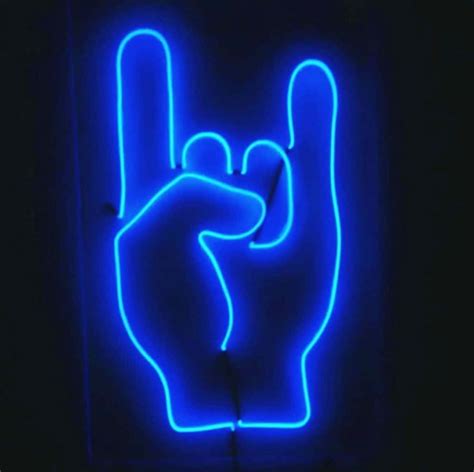 Download A Neon Sign With A Hand In Blue Wallpaper | Wallpapers.com