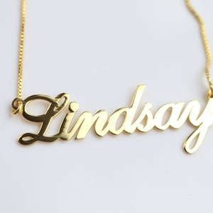 Gold Plated Name Necklace, Cursive Gold Plated Custom Made Name Necklace, Personalized Jewelry ...