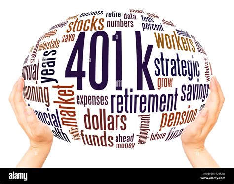 401k, word cloud hand sphere concept on white background. 401k ...