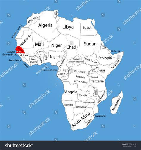 Republic Senegal Vector Map Silhouette Isolated: Stock-Vektorgrafik ...