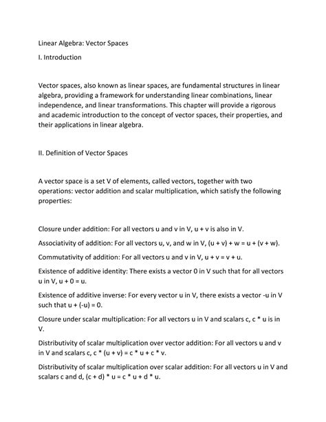 3 - Vector spaces, also known as linear spaces, are fundamental ...