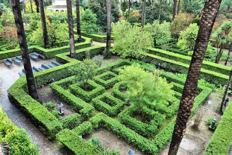 Alcazar gardens in Sevilla stock photo. Image of decoration - 34925950