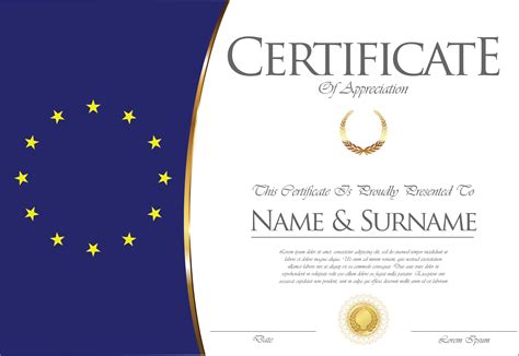 Certificate or diploma European Union flag design 322458 Vector Art at ...