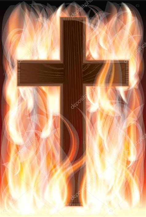 Cross on fire, vector illustration — Stock Vector © CaroDi #6116810