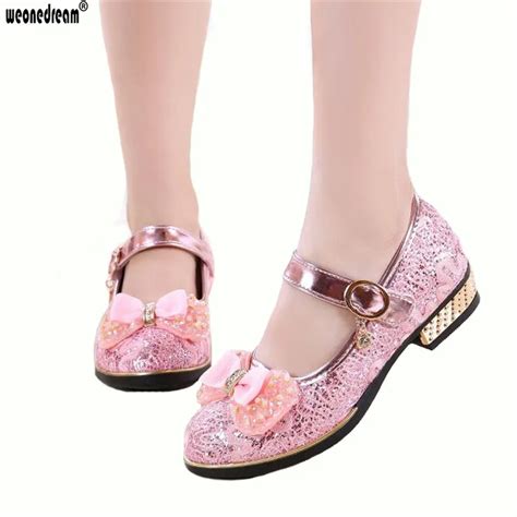 WEONEDREAM Pink Girls Shoes 2018 Lovely PU Leather Bow Flower Girl ...